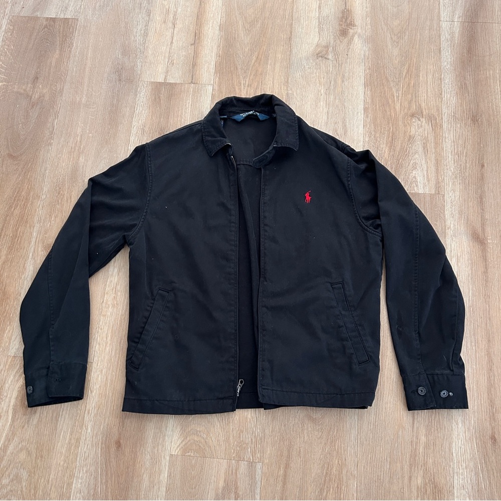 Ralph Lauren Men's Black Jacket with Red Emblem